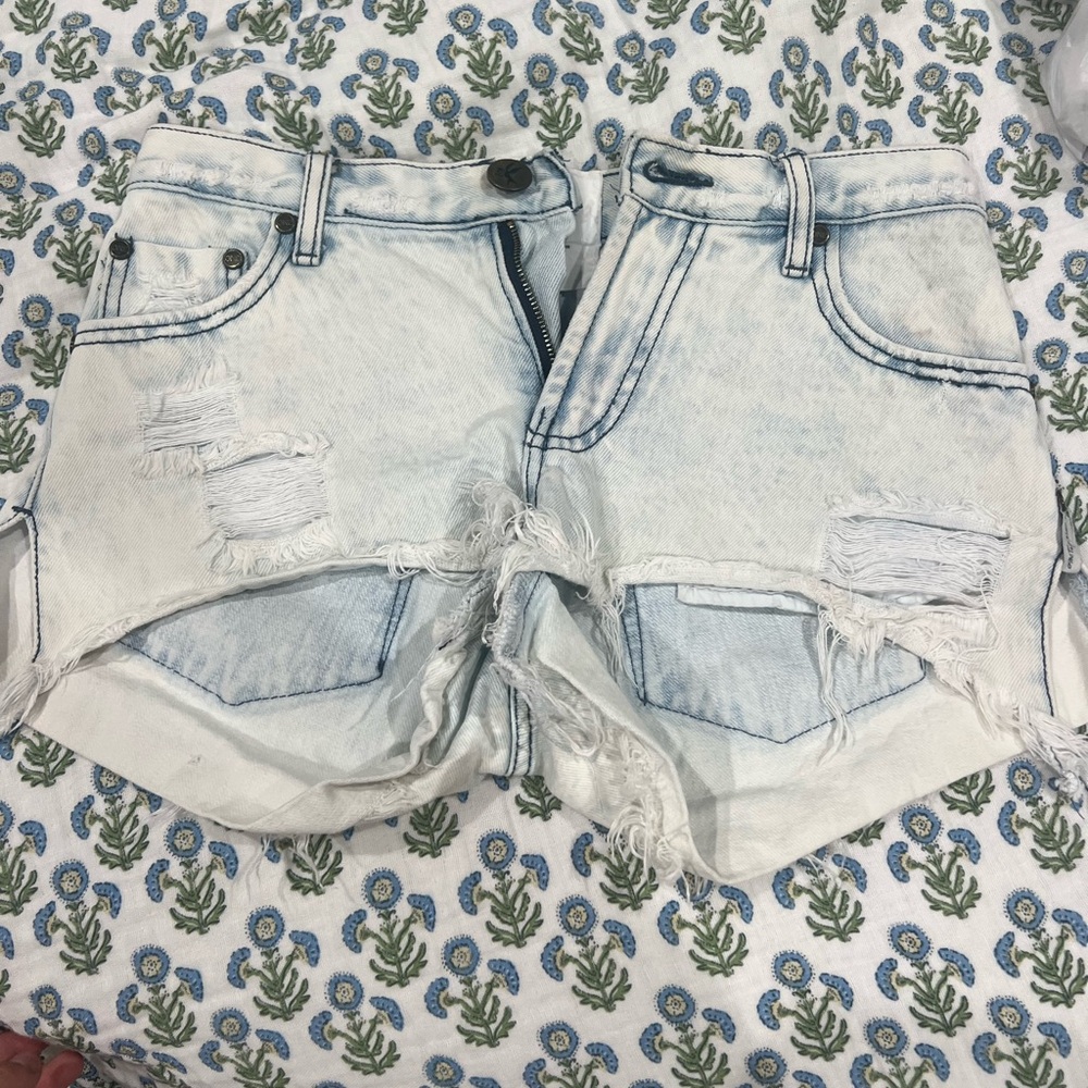 One Teaspoon Blue Bandits jean shorts